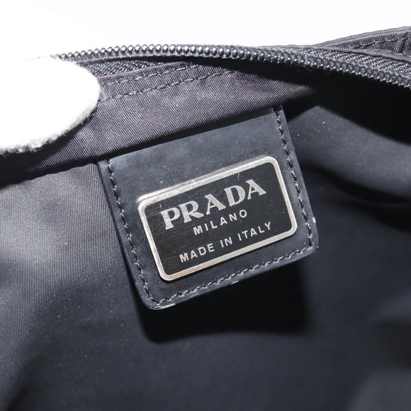 PRADA Shoulder Bag Nylon Black Silver Auth 196146A