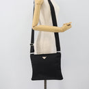 PRADA Shoulder Bag Nylon Black Silver Auth 196146A-23
