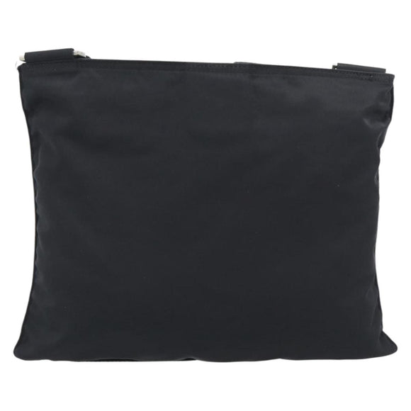 PRADA Shoulder Bag Nylon Black Silver Auth 196146A