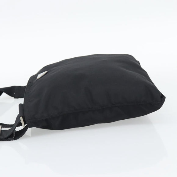 PRADA Shoulder Bag Nylon Black Silver Auth 196146A