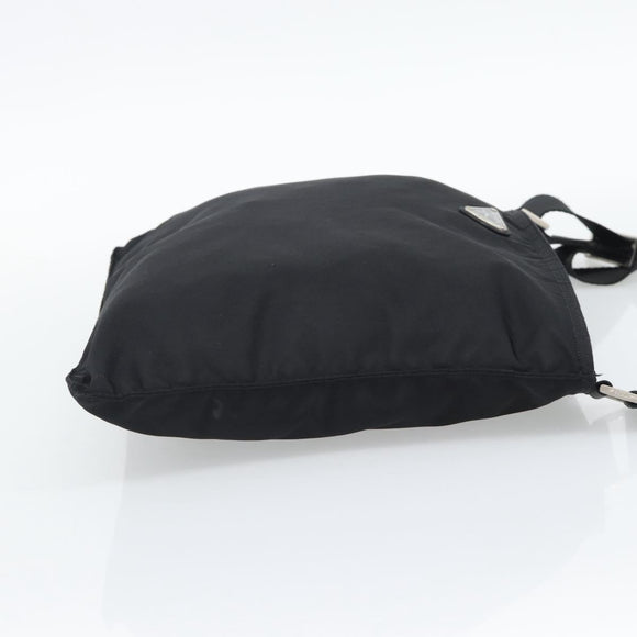 PRADA Shoulder Bag Nylon Black Silver Auth 196146A