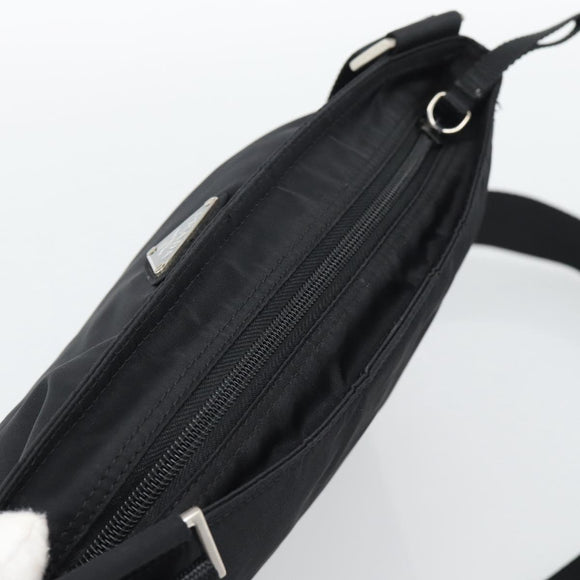 PRADA Shoulder Bag Nylon Black Silver Auth 196146A