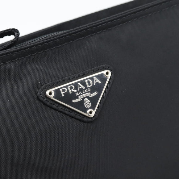 PRADA Shoulder Bag Nylon Black Silver Auth 196147A