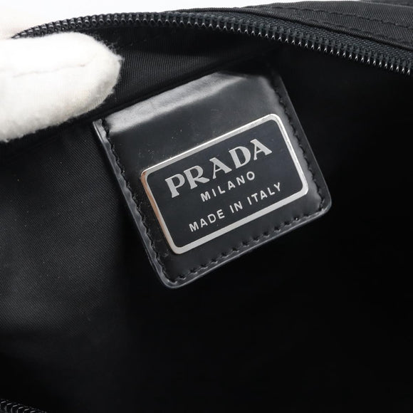 PRADA Shoulder Bag Nylon Black Silver Auth 196147A
