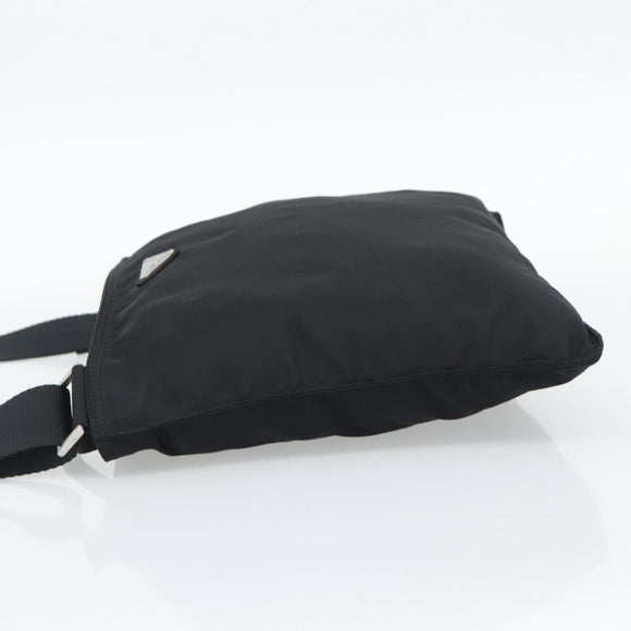 PRADA Shoulder Bag Nylon Black Silver Auth 196147A