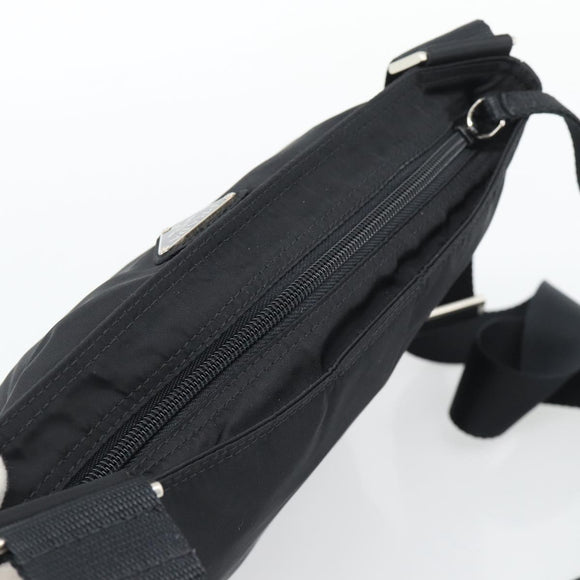 PRADA Shoulder Bag Nylon Black Silver Auth 196147A