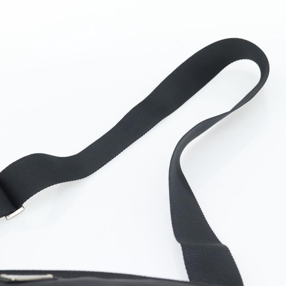 PRADA Shoulder Bag Nylon Black Silver Auth 196147A