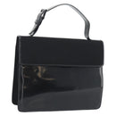 PRADA Hand Bag Patent Black Silver Auth 196149A-1