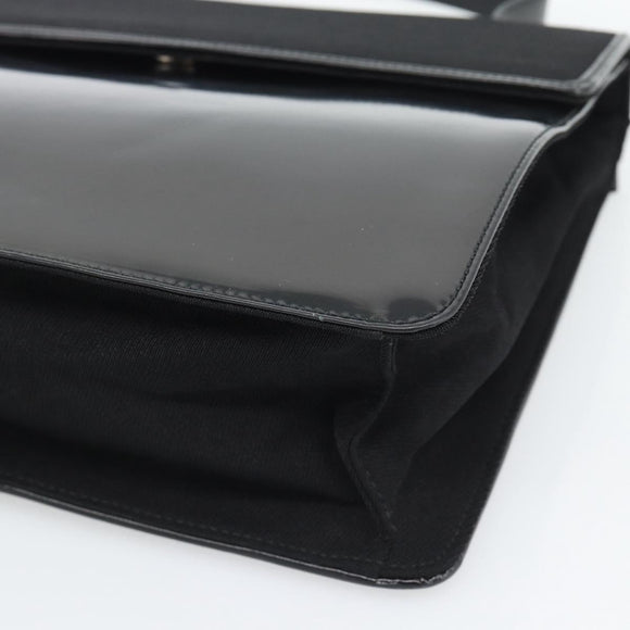 PRADA Hand Bag Patent Black Silver Auth 196149A