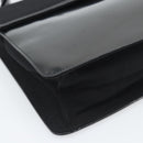 PRADA Hand Bag Patent Black Silver Auth 196149A-11