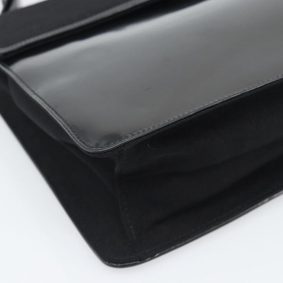PRADA Hand Bag Patent Black Silver Auth 196149A