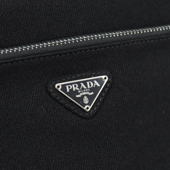 PRADA Hand Bag Patent Black Silver Auth 196149A