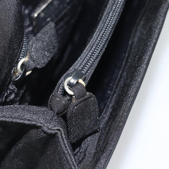 PRADA Hand Bag Patent Black Silver Auth 196149A