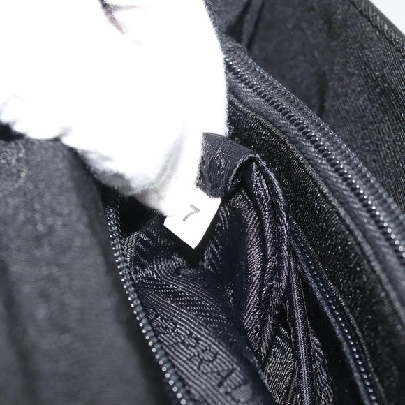 PRADA Hand Bag Patent Black Silver Auth 196149A