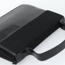 PRADA Hand Bag Patent Black Silver Auth 196149A-6