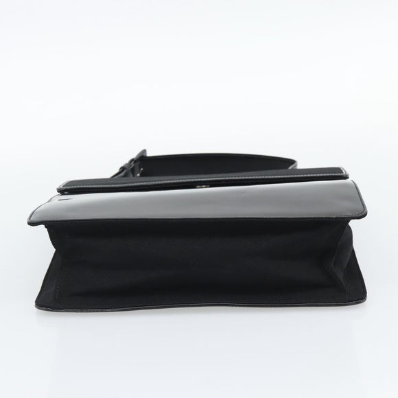 PRADA Hand Bag Patent Black Silver Auth 196149A