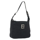 FENDI Zucca Canvas Shoulder Bag Black Silver Auth 196150-1