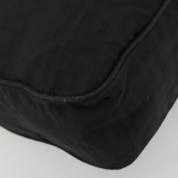 FENDI Zucca Canvas Shoulder Bag Black Silver Auth 196150
