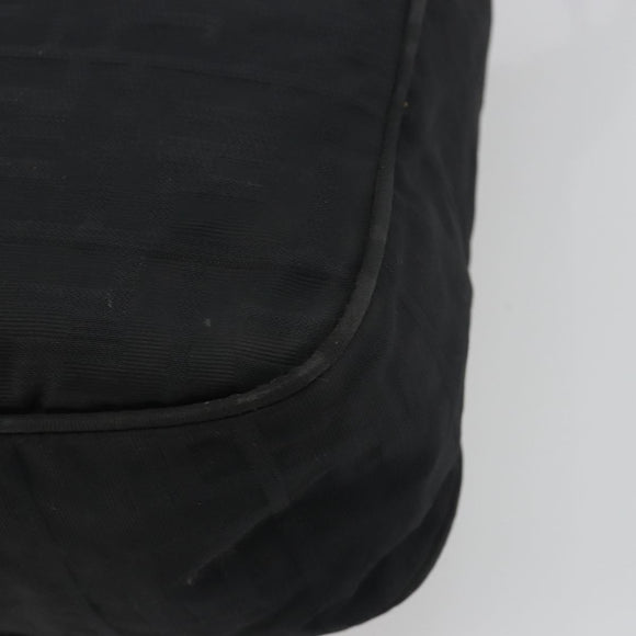 FENDI Zucca Canvas Shoulder Bag Black Silver Auth 196150