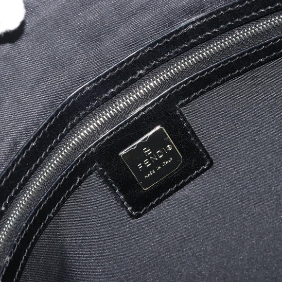 FENDI Zucca Canvas Shoulder Bag Black Silver Auth 196150