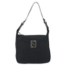 FENDI Zucca Canvas Shoulder Bag Black Silver Auth 196150-2