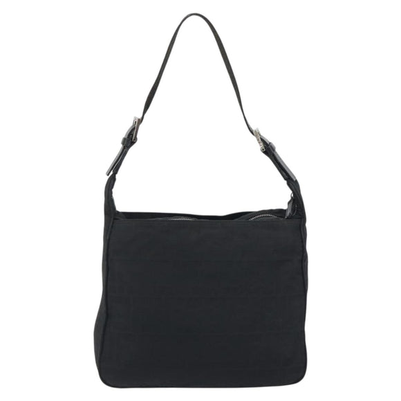 FENDI Zucca Canvas Shoulder Bag Black Silver Auth 196150