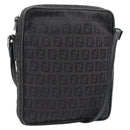 FENDI Zucchino Canvas Shoulder Bag Black Silver 8BT053 Auth 196151-1