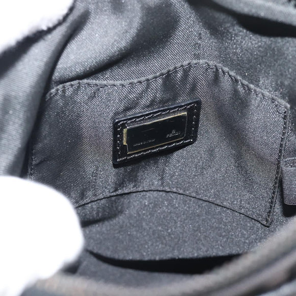 FENDI Zucchino Canvas Shoulder Bag Black Silver 8BT053 Auth 196151