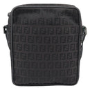 FENDI Zucchino Canvas Shoulder Bag Black Silver 8BT053 Auth 196151-13