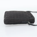 FENDI Zucchino Canvas Shoulder Bag Black Silver 8BT053 Auth 196151-4