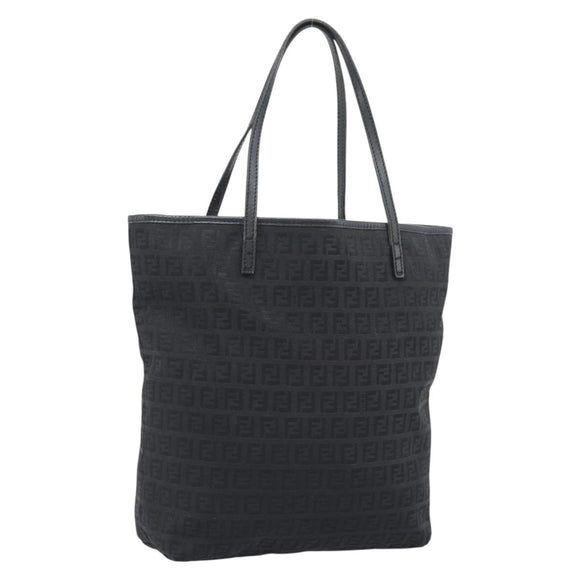 FENDI Zucchino Canvas Tote Bag Black 8BH074 Auth 196152