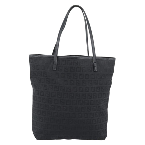 FENDI Zucchino Canvas Tote Bag Black 8BH074 Auth 196152