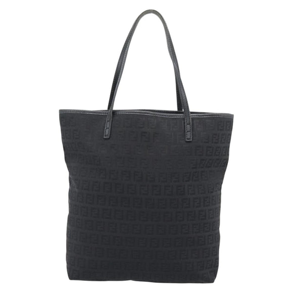 FENDI Zucchino Canvas Tote Bag Black 8BH074 Auth 196152
