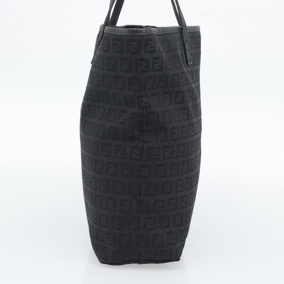 FENDI Zucchino Canvas Tote Bag Black 8BH074 Auth 196152
