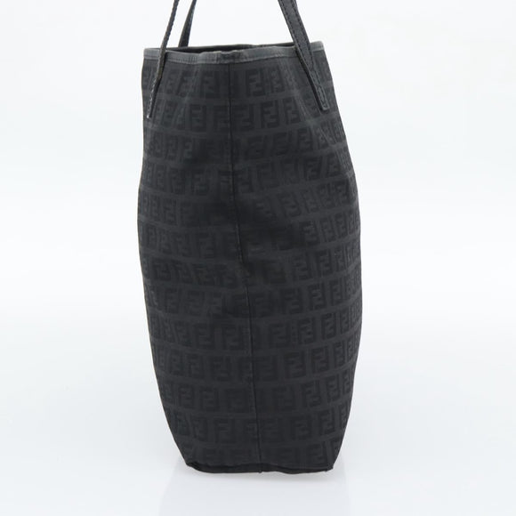 FENDI Zucchino Canvas Tote Bag Black 8BH074 Auth 196152