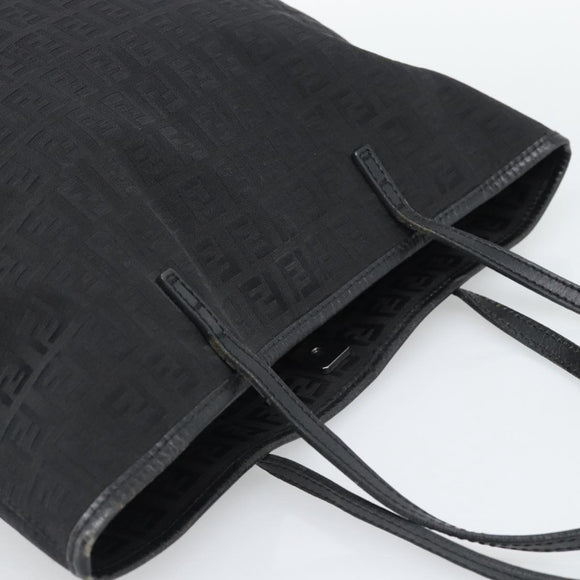 FENDI Zucchino Canvas Tote Bag Black 8BH074 Auth 196152