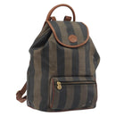 FENDI Pecan Backpack PVC Leather Brown Gold Tone Auth 196153-1