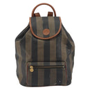 FENDI Pecan Backpack PVC Leather Brown Gold Tone Auth 196153-13