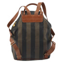 FENDI Pecan Backpack PVC Leather Brown Gold Tone Auth 196153-2