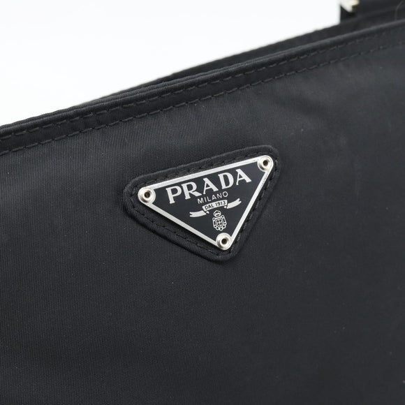 PRADA Shoulder Bag Nylon Black Silver Auth 196155A