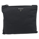PRADA Shoulder Bag Nylon Black Silver Auth 196155A-13