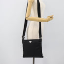 PRADA Shoulder Bag Nylon Black Silver Auth 196155A-22