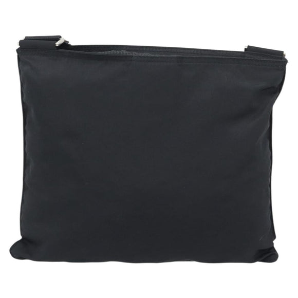 PRADA Shoulder Bag Nylon Black Silver Auth 196155A