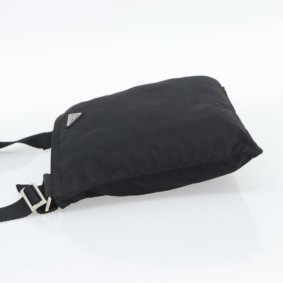 PRADA Shoulder Bag Nylon Black Silver Auth 196155A