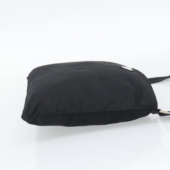 PRADA Shoulder Bag Nylon Black Silver Auth 196155A