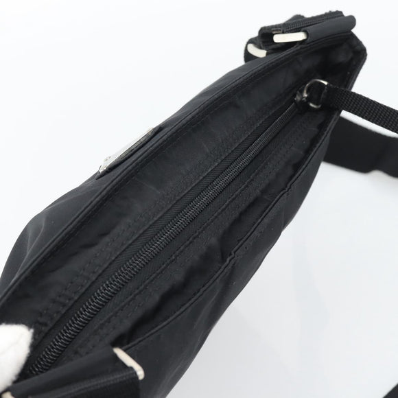 PRADA Shoulder Bag Nylon Black Silver Auth 196155A