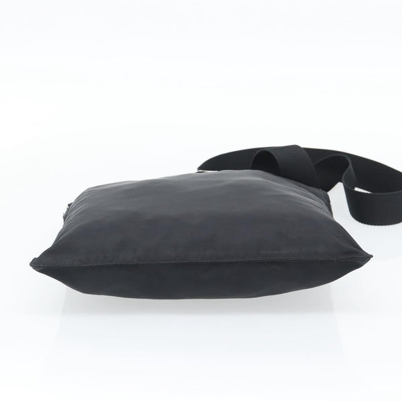 PRADA Shoulder Bag Nylon Black Silver Auth 196155A