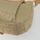 FENDI Zucchino Canvas Mamma Baguette Shoulder Bag Beige Gold Auth 196156V-12