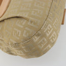 FENDI Zucchino Canvas Mamma Baguette Shoulder Bag Beige Gold Auth 196156V-13