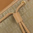 FENDI Zucchino Canvas Mamma Baguette Shoulder Bag Beige Gold Auth 196156V-18